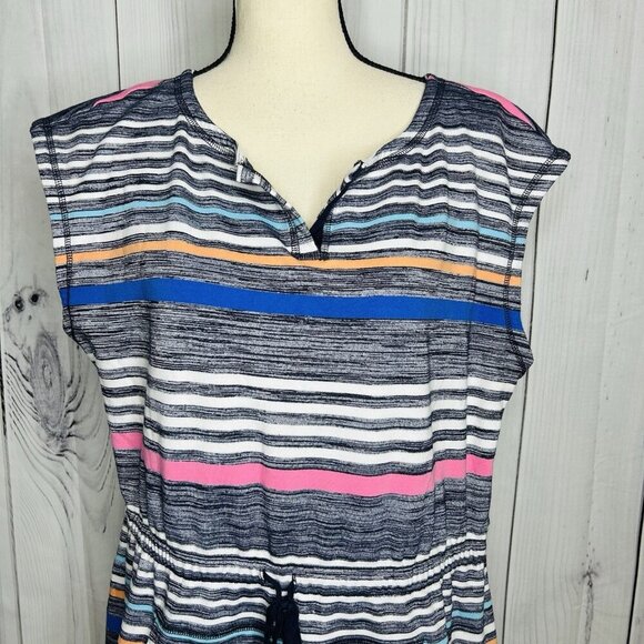 T by Talbots Women's Dress Striped Drawstring T-Shirt Sleeveless Sz Petite XL - Picture 2 of 10